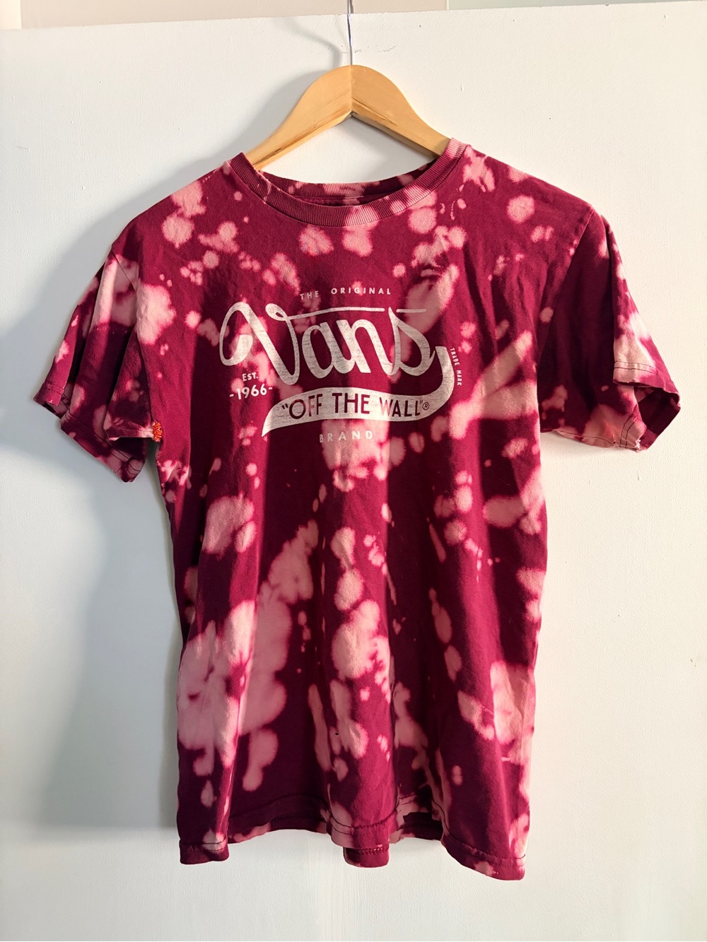 Vans Maroon and Pink Tie-Dye Logo Tee